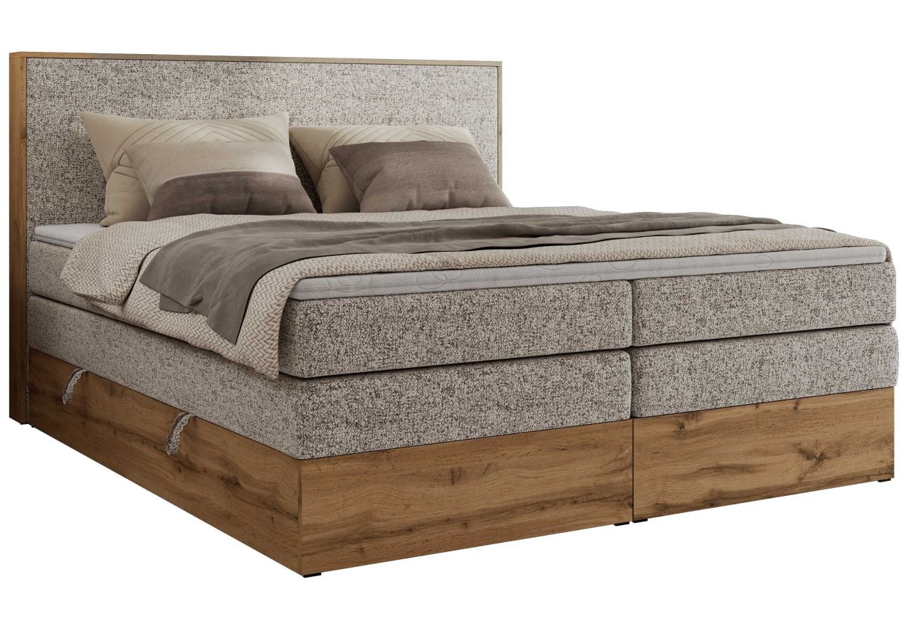 Łóżko kontynentalne WOOD CLASSIC KING 200x200 - H4 - beżowy, struktura