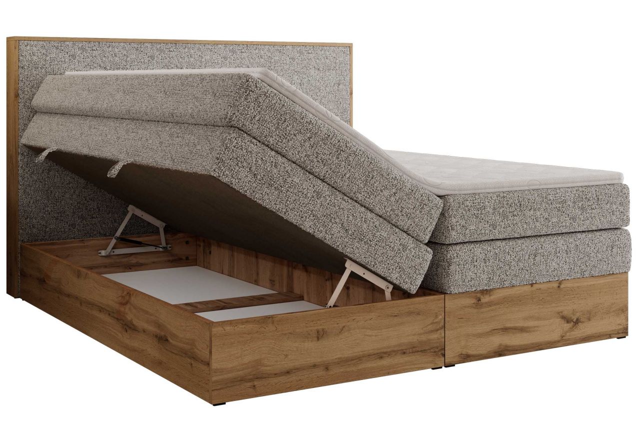 Łóżko kontynentalne WOOD CLASSIC KING 200x200 - H4 - beżowy, struktura