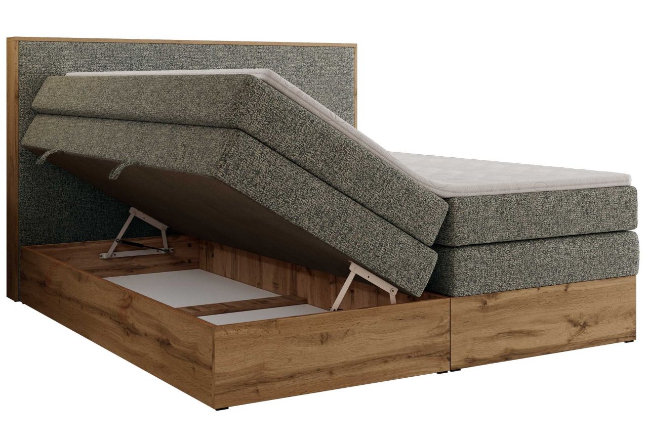 Łóżko kontynentalne WOOD CLASSIC KING 140x200 - H3 - szary, struktura