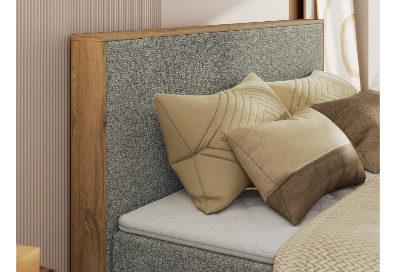 Łóżko kontynentalne WOOD CLASSIC KING 160x200 - H3 - szary, struktura