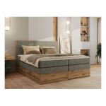 Łóżko kontynentalne WOOD CLASSIC KING 180x200 - H3 - szary, struktura