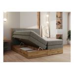 Łóżko kontynentalne WOOD CLASSIC KING 180x200 - H3 - szary, struktura