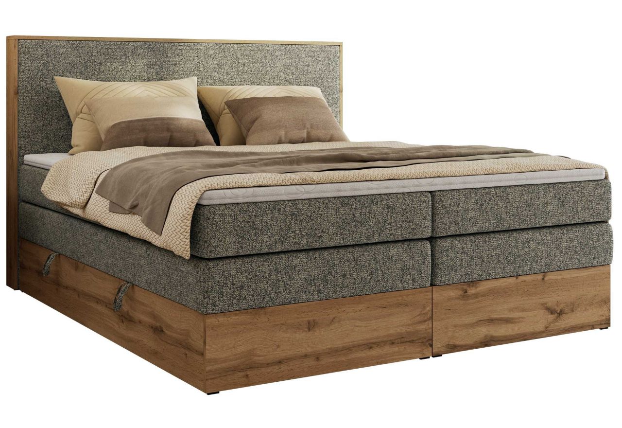 Łóżko kontynentalne WOOD CLASSIC KING 200x200 - H3 - szary, struktura