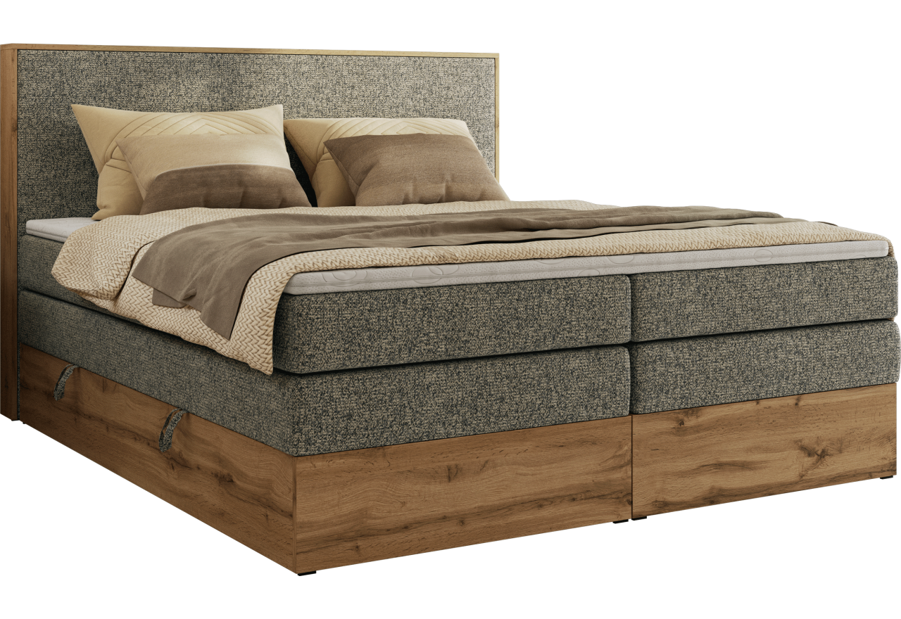 Łóżko kontynentalne WOOD CLASSIC KING 140x200 - H4 - szary, struktura