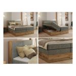 Łóżko kontynentalne WOOD CLASSIC KING 140x200 - H4 - szary, struktura