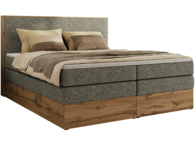 Łóżko kontynentalne WOOD CLASSIC KING 160x200 - H4 - szary, struktura