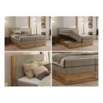 Łóżko kontynentalne WOOD CLASSIC KING 140x200 - H3 - ciemnobeżowy, struktura