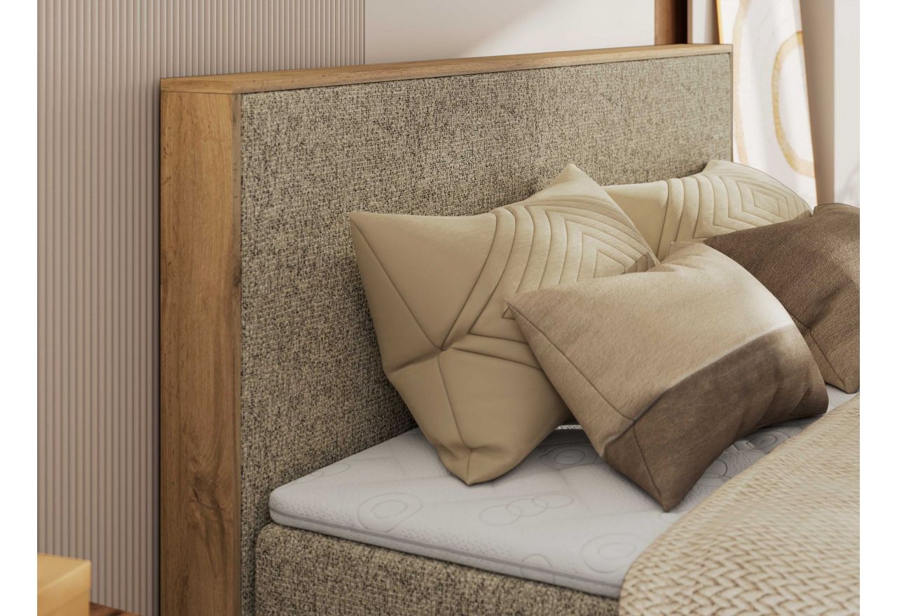 Łóżko kontynentalne WOOD CLASSIC KING 160x200 - H3 - ciemnobeżowy, struktura