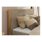 Łóżko kontynentalne WOOD CLASSIC KING 160x200 - H3 - ciemnobeżowy, struktura