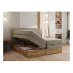 Łóżko kontynentalne WOOD CLASSIC KING 160x200 - H3 - ciemnobeżowy, struktura