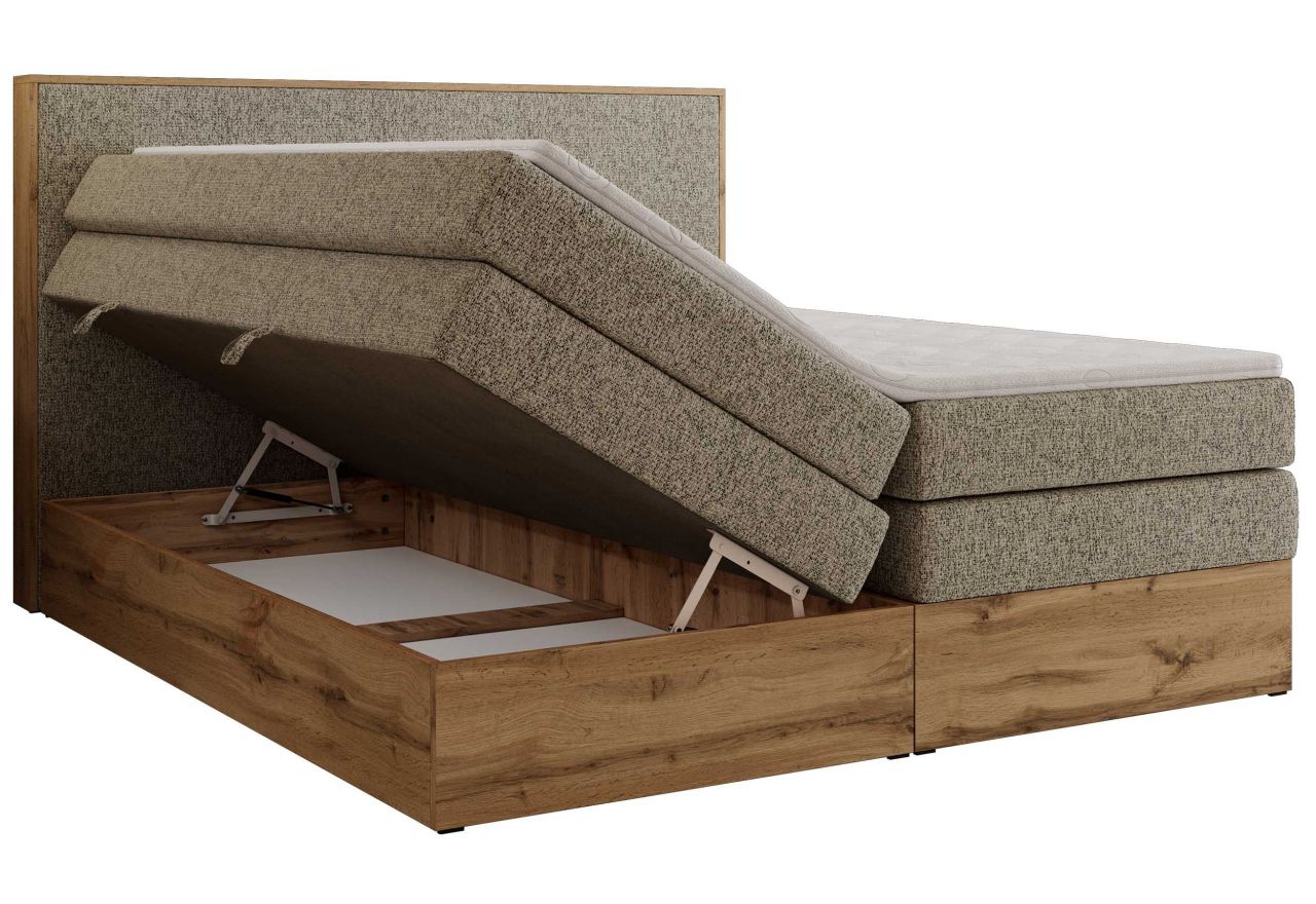 Łóżko kontynentalne WOOD CLASSIC KING 180x200 - H3 - ciemnobeżowy, struktura