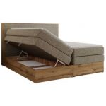 Łóżko kontynentalne WOOD CLASSIC KING 180x200 - H3 - ciemnobeżowy, struktura