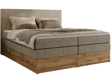 Łóżko kontynentalne WOOD CLASSIC KING 180x200 - H4 - ciemnobeżowy, struktura