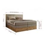 Łóżko kontynentalne WOOD CLASSIC KING 180x200 - H4 - ciemnobeżowy, struktura