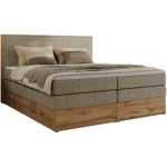 Łóżko kontynentalne WOOD CLASSIC KING 200x200 - H4 - ciemnobeżowy, struktura