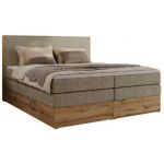 Łóżko kontynentalne WOOD CLASSIC KING 200x200 - H4 - ciemnobeżowy, struktura