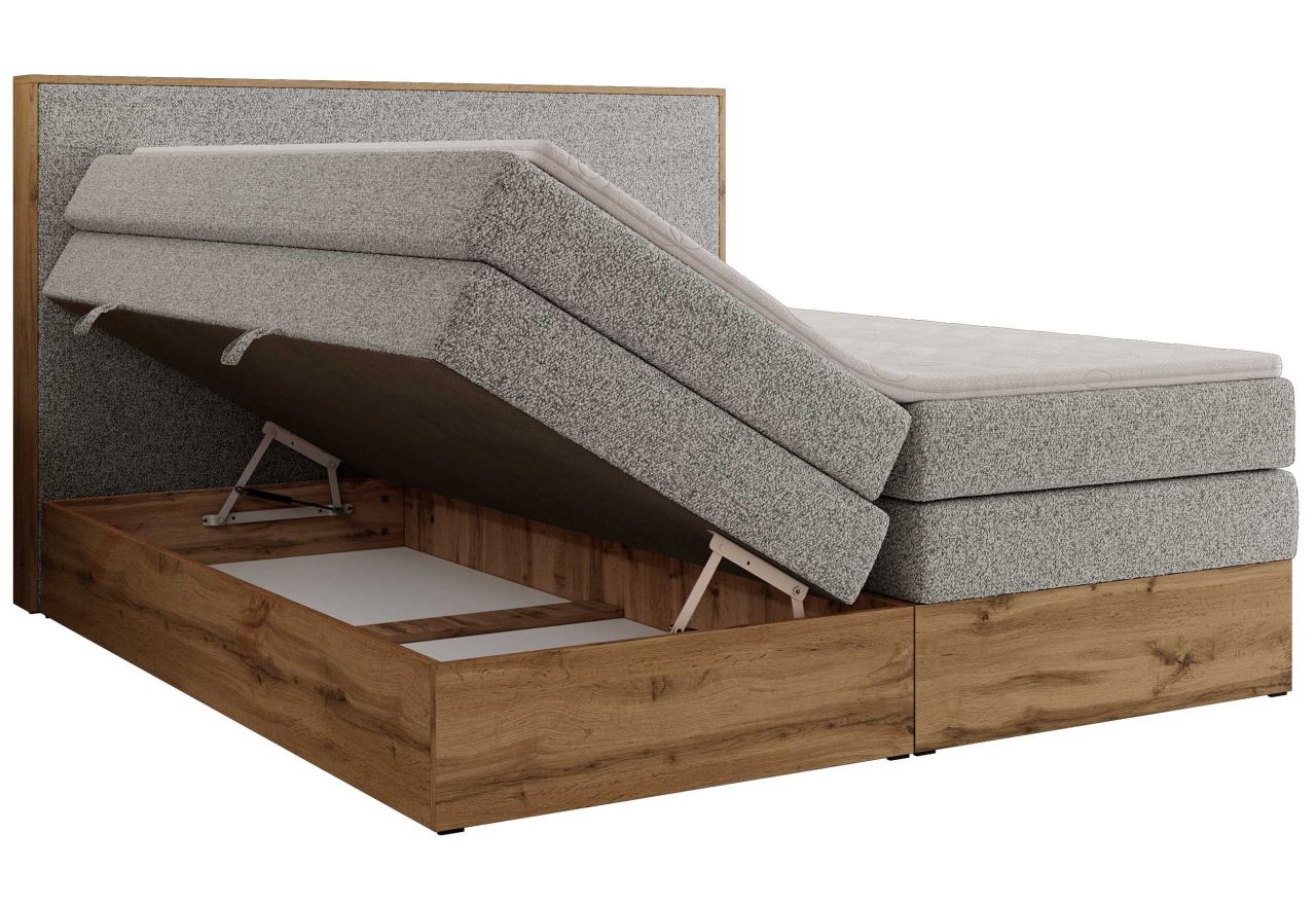 Łóżko kontynentalne WOOD CLASSIC KING 140x200 - H3 - jasnoszary, struktura