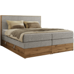 Łóżko kontynentalne WOOD CLASSIC KING 160x200 - H3 - jasnoszary, struktura