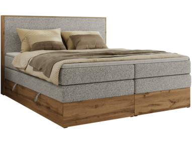 Łóżko kontynentalne WOOD CLASSIC KING 140x200 - H4 - jasnoszary, struktura