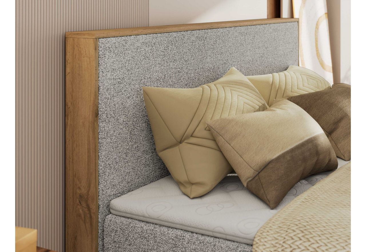 Łóżko kontynentalne WOOD CLASSIC KING 180x200 - H4 - jasnoszary, struktura