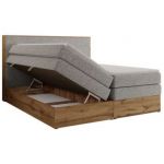 Łóżko kontynentalne WOOD CLASSIC KING 180x200 - H4 - jasnoszary, struktura