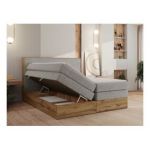 Łóżko kontynentalne WOOD CLASSIC KING 200x200 - H4 - jasnoszary, struktura