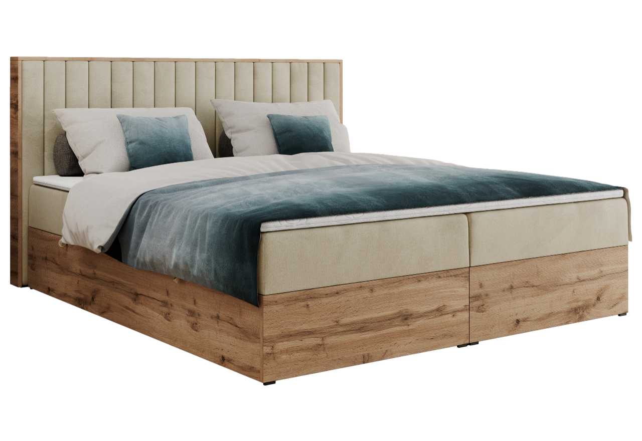 Łóżko kontynentalne ALBERO 4 180x200 - Monolith 02 - beżowy - OUTLETU