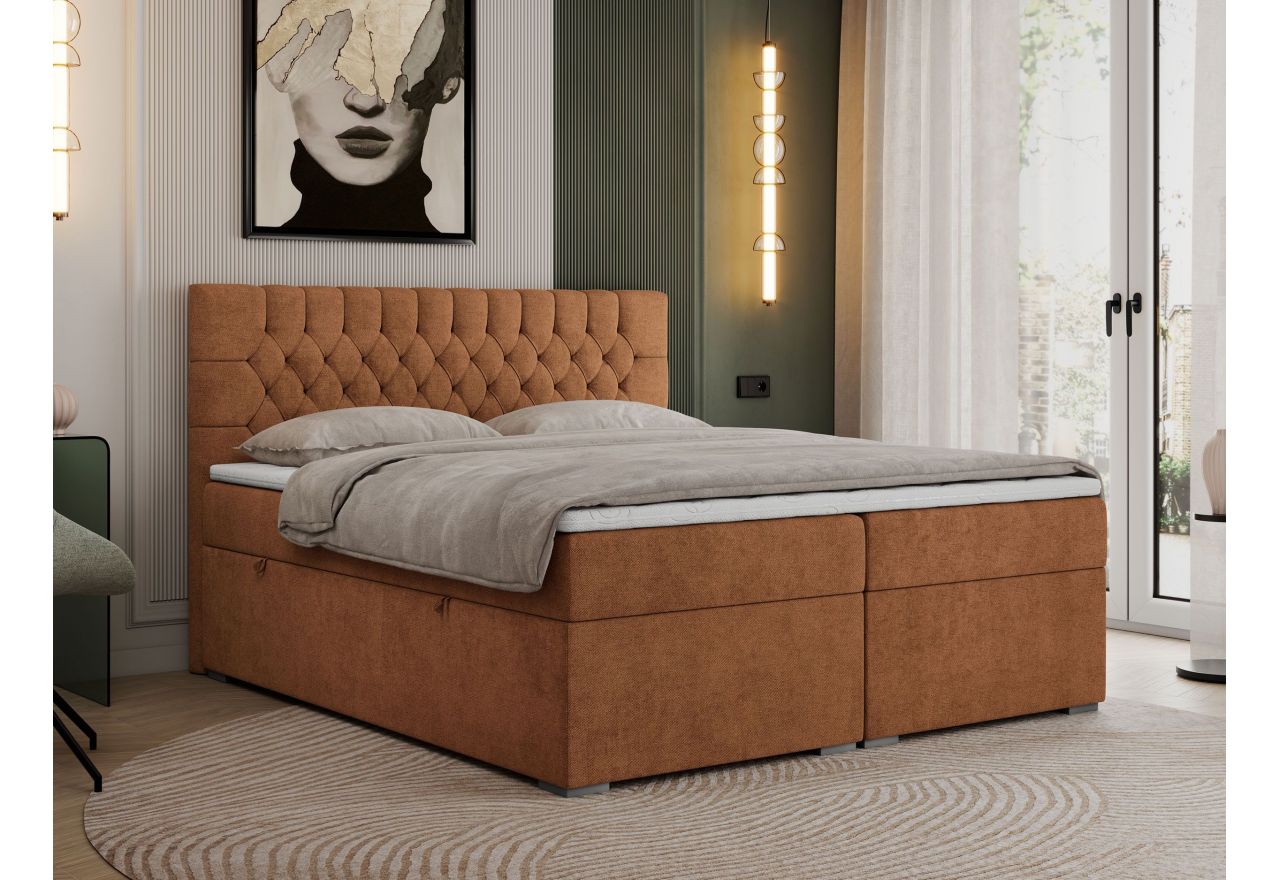 Łóżko kontynentalne PERA 200x200 - Matana 08 - pomarańczowy - OUTLETU