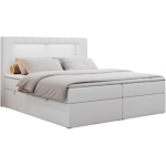 Łóżko kontynentalne GOLD 5 160x200 - Soft 17 - biała ekoskóra - OUTLETU