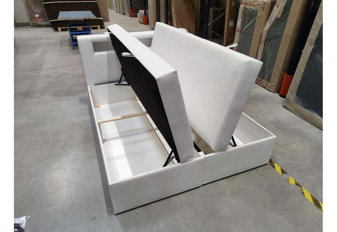 Łóżko kontynentalne GOLD 5 160x200 - Soft 17 - biała ekoskóra - OUTLETU