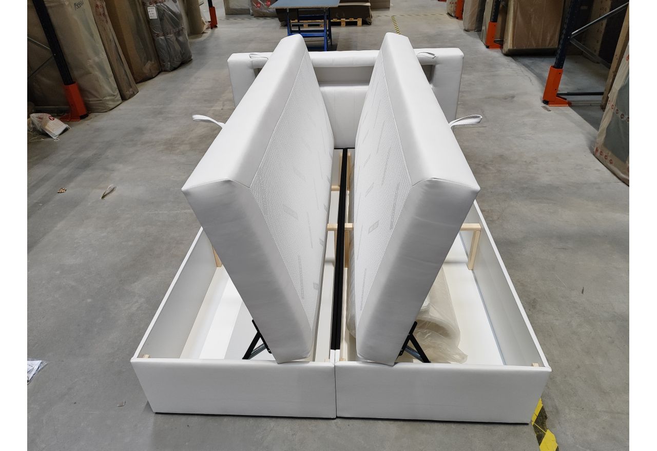 Łóżko kontynentalne GOLD 5 160x200 - Soft 17 - biała ekoskóra - OUTLETU