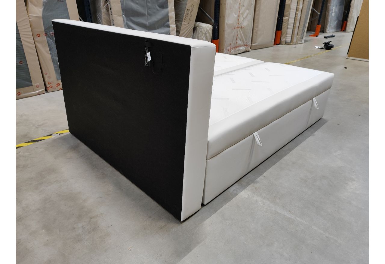 Łóżko kontynentalne GOLD 5 160x200 - Soft 17 - biała ekoskóra - OUTLETU