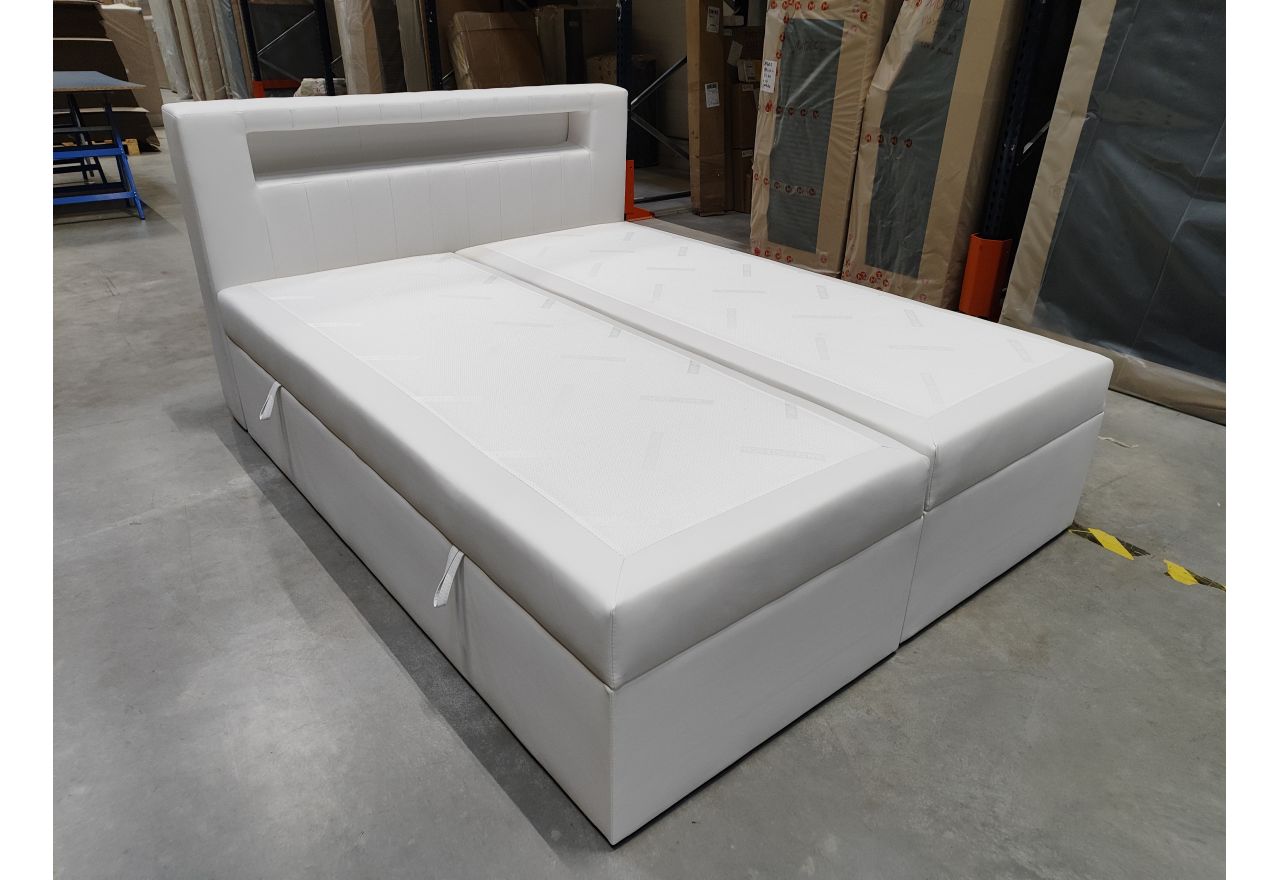 Łóżko kontynentalne GOLD 5 160x200 - Soft 17 - biała ekoskóra - OUTLETU