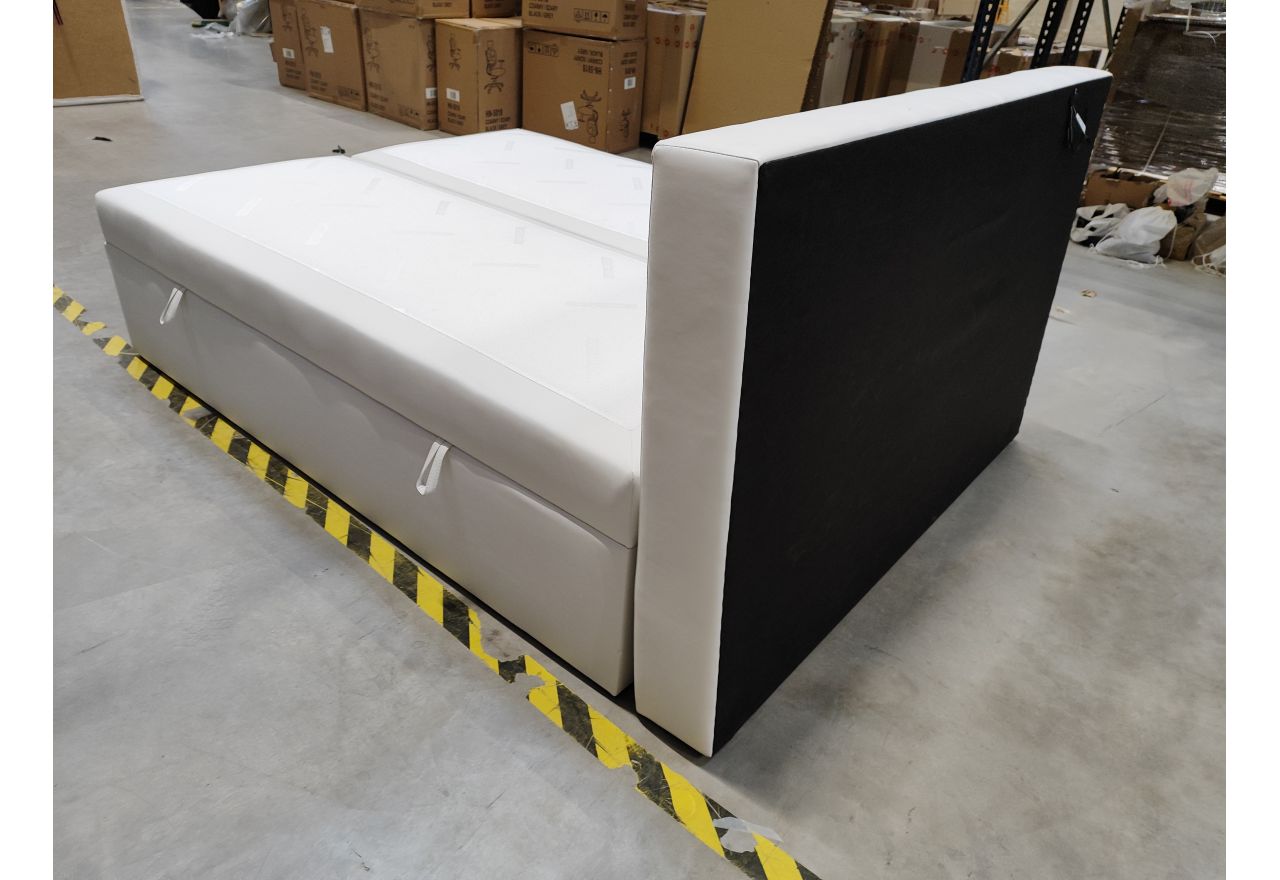 Łóżko kontynentalne GOLD 5 160x200 - Soft 17 - biała ekoskóra - OUTLETU