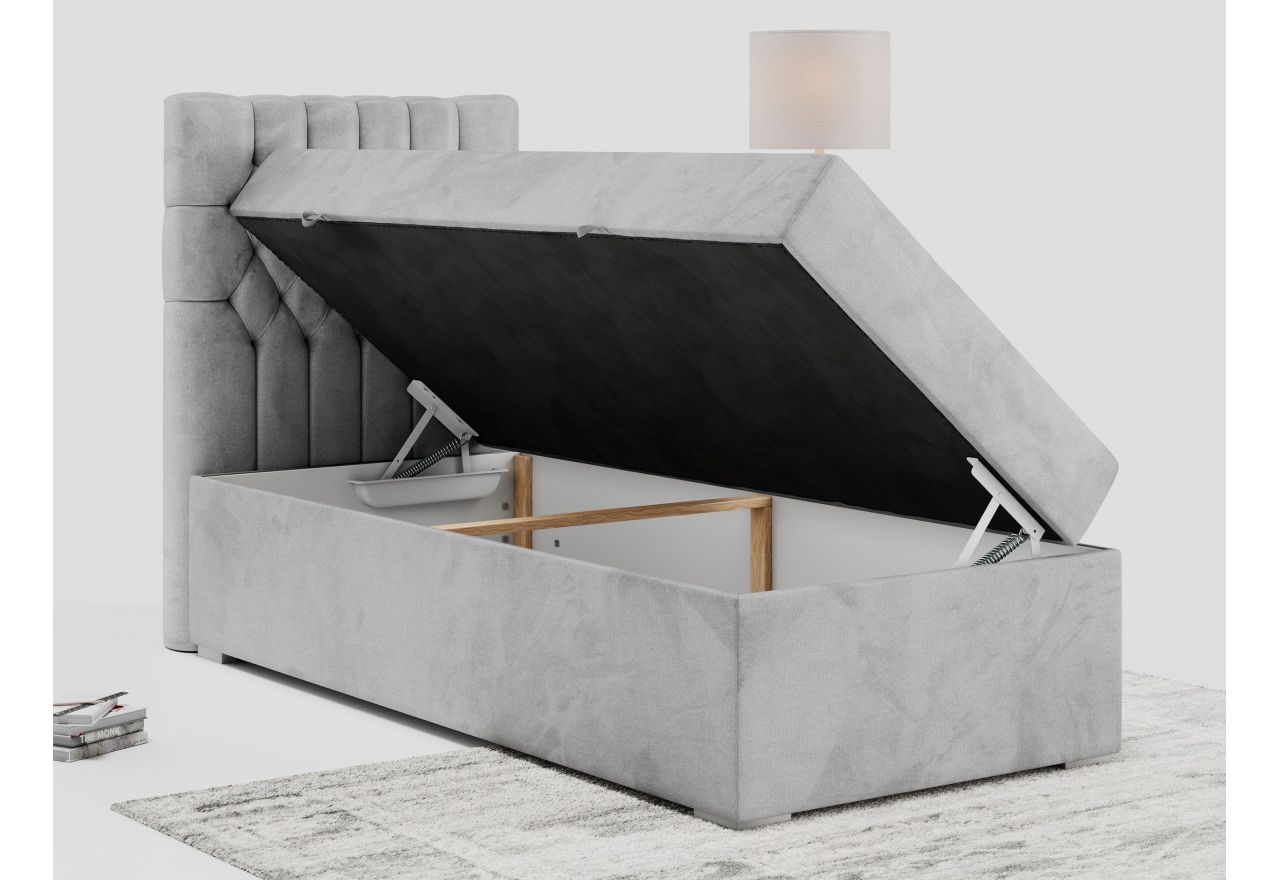 Łóżko kontynentalne PERA 90x200 - Monolith 84 - jasny szary - OUTLETU