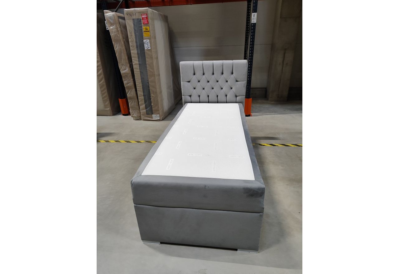 Łóżko kontynentalne PERA 90x200 - Monolith 84 - jasny szary - OUTLETU