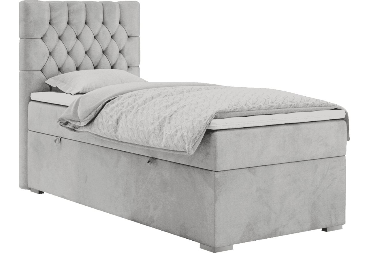 Łóżko kontynentalne PERA 90x200 - Monolith 84 - jasny szary - OUTLET