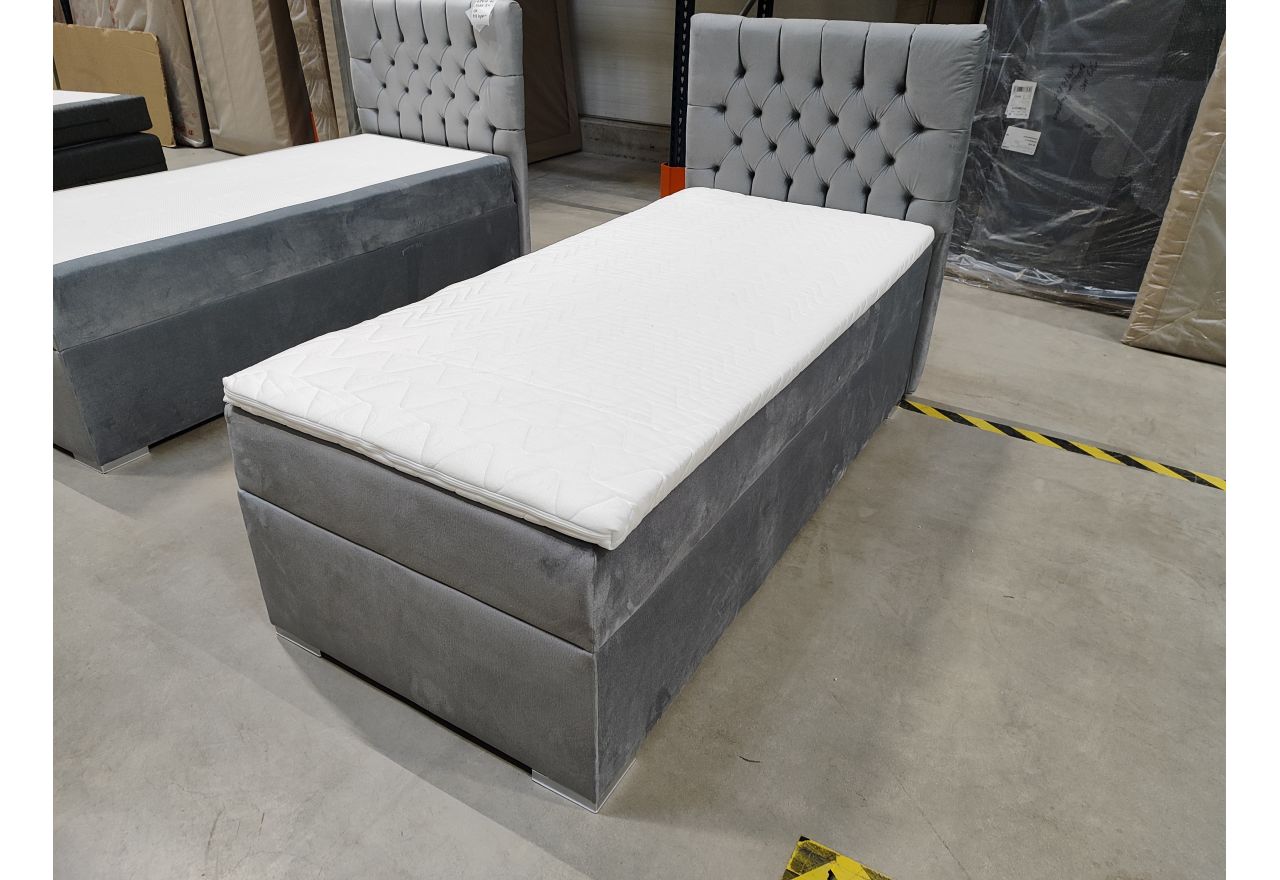 Łóżko kontynentalne PERA 90x200 - Monolith 84 - jasny szary - OUTLET