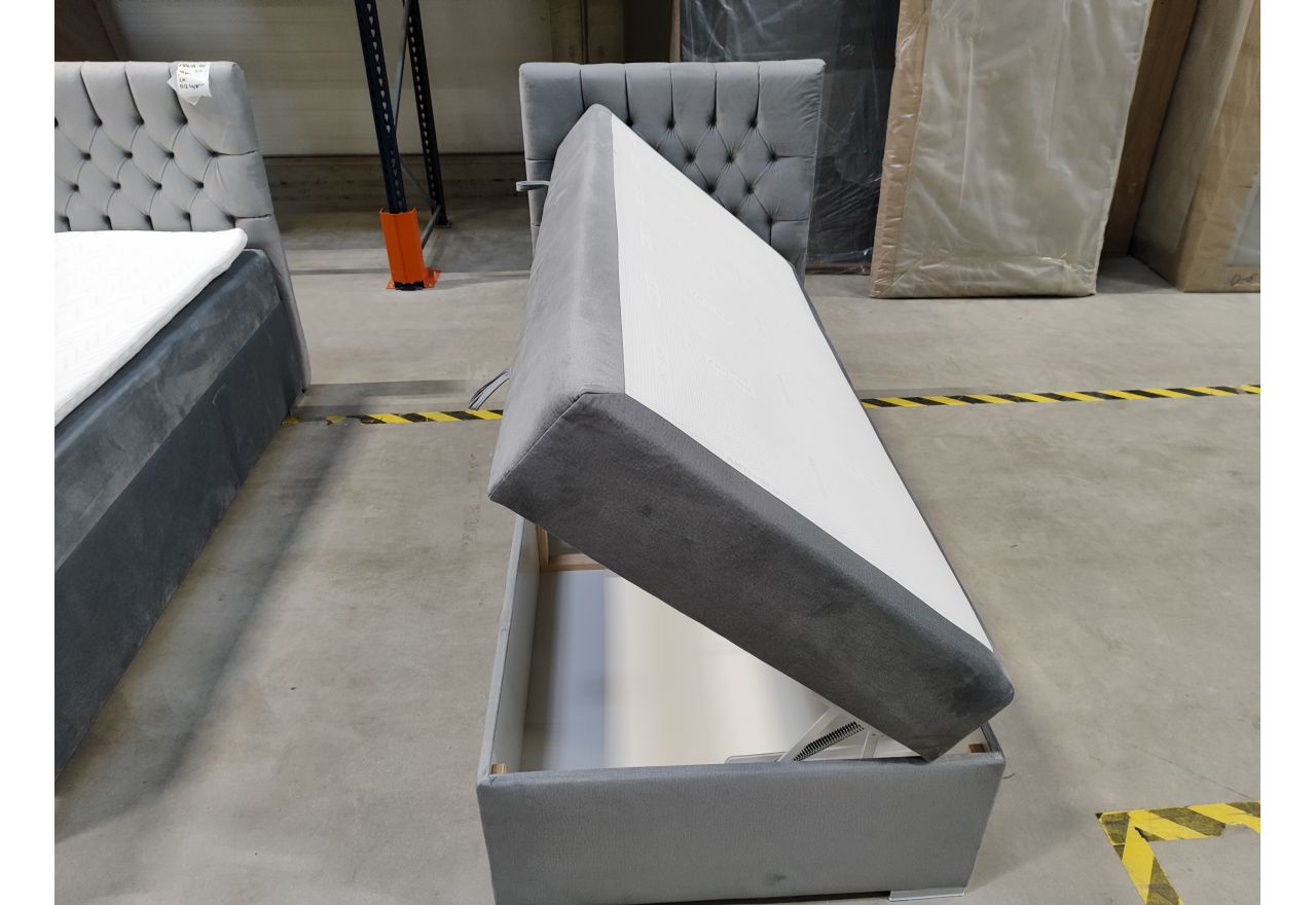 Łóżko kontynentalne PERA 90x200 - Monolith 84 - jasny szary - OUTLET