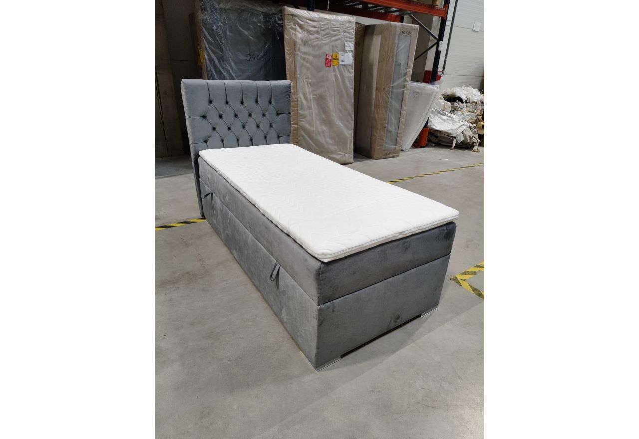 Łóżko kontynentalne PERA 90x200 - Monolith 84 - jasny szary - OUTLET