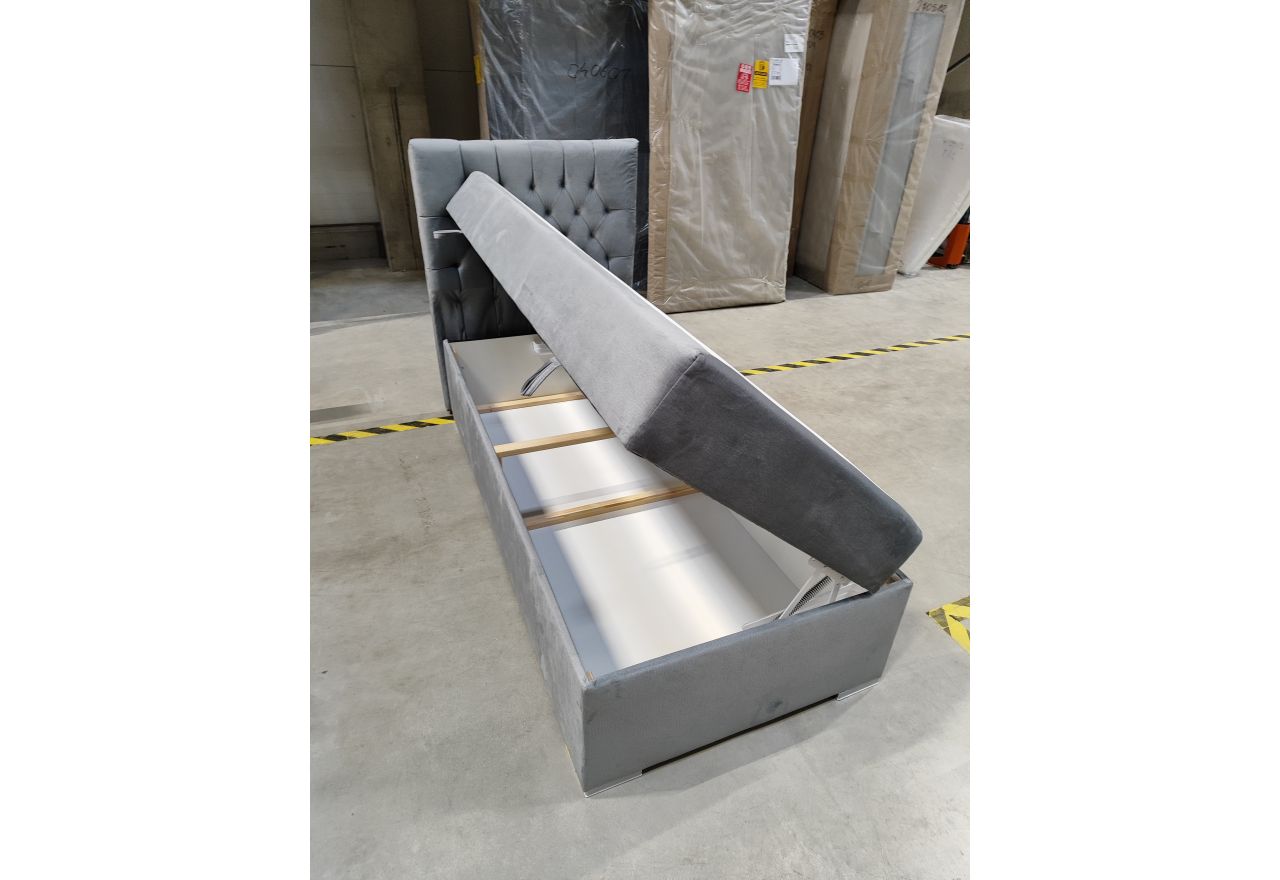 Łóżko kontynentalne PERA 90x200 - Monolith 84 - jasny szary - OUTLET