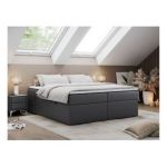 Łóżko kontynentalne bez wezgłowia BESS 140x200 - Soft 20 - szara ekoskóra - OUTLET