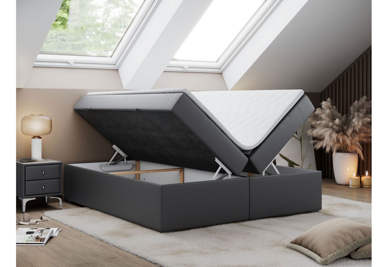 Łóżko kontynentalne bez wezgłowia BESS 140x200 - Soft 20 - szara ekoskóra - OUTLET