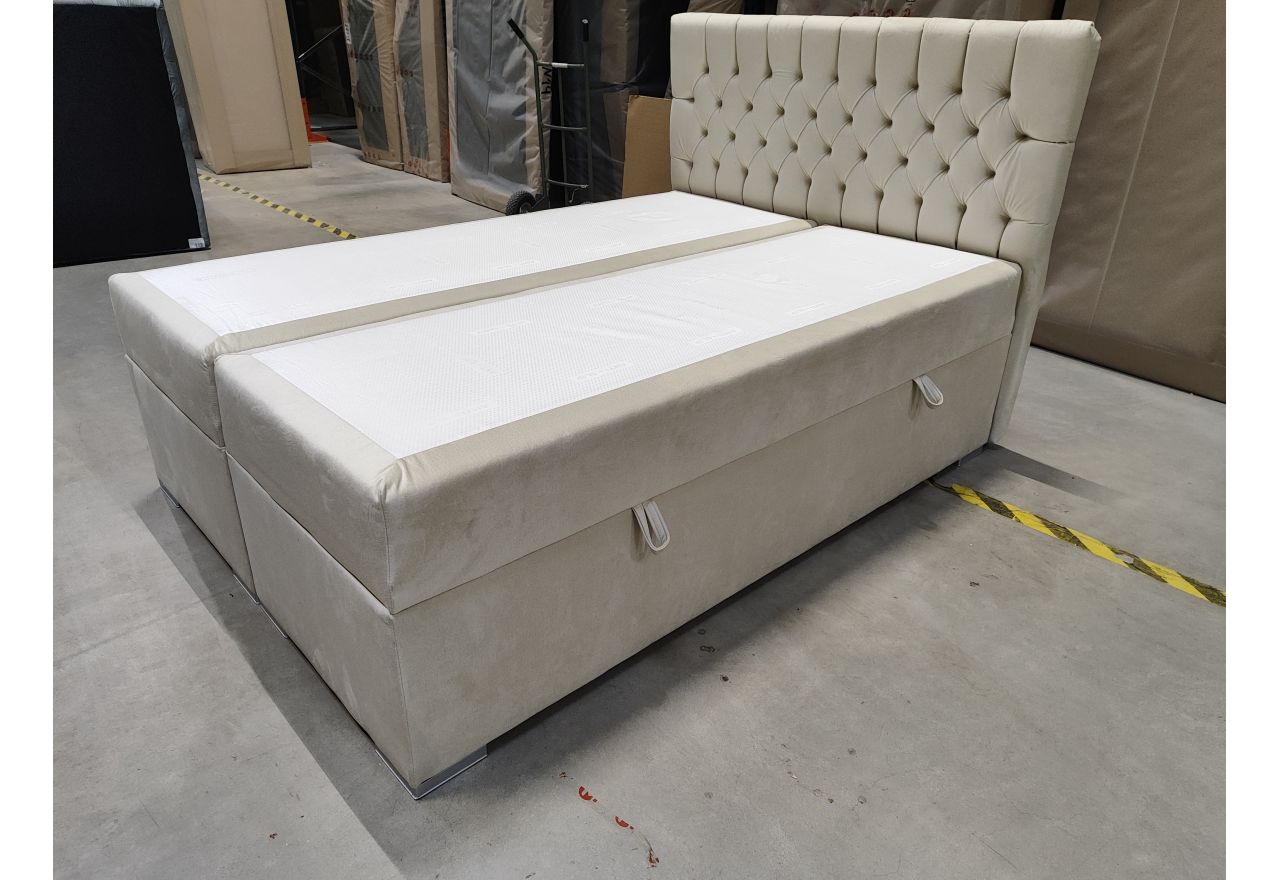 Łóżko kontynentalne PERA 140x200 - Monolith 02 - beżowy - OUTLET