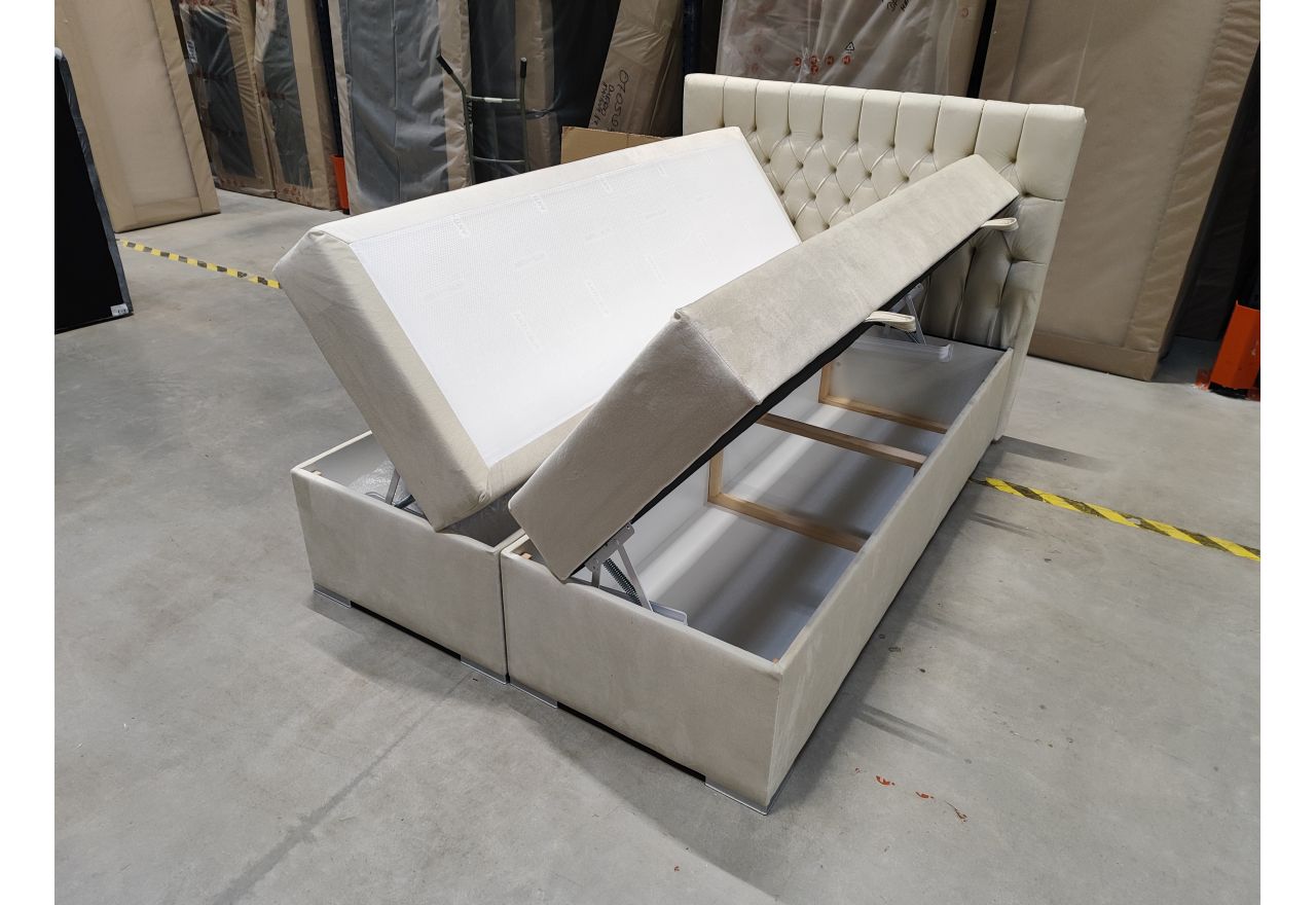 Łóżko kontynentalne PERA 140x200 - Monolith 02 - beżowy - OUTLET