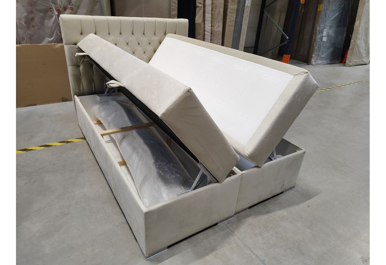 Łóżko kontynentalne PERA 140x200 - Monolith 02 - beżowy - OUTLET