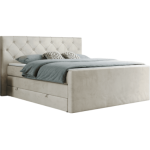 Łóżko kontynentalne KING VELEN 140x200 - Monolith 02 - beżowy - OUTLET