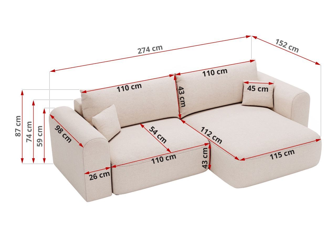 Narożnik NELSON L - Storm 02 - beżowy - OUTLET