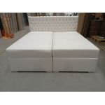 Łóżko kontynentalne PERA 200x200 - Soft 17 - biała ekoskóra - OUTLETU