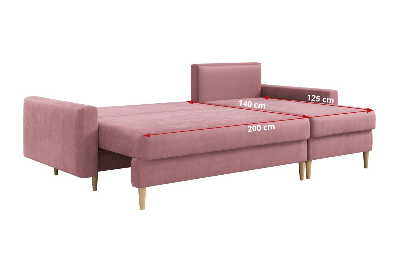 Narożnik LANG L - Kronos 27 - różowy - OUTLETU